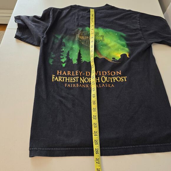Harley Davidson Fairbanks Alaska 2012 T-Shirt Men's M Black Multi-Color Graphics - Picture 8 of 14